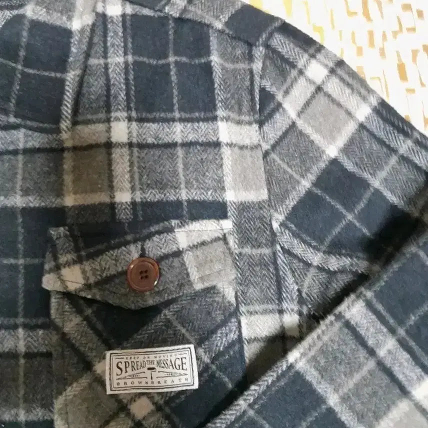 [SOLD OUT] [브라운브레스] 체크 남방 셔츠형 아우터 긴팔 다크 네이비 L