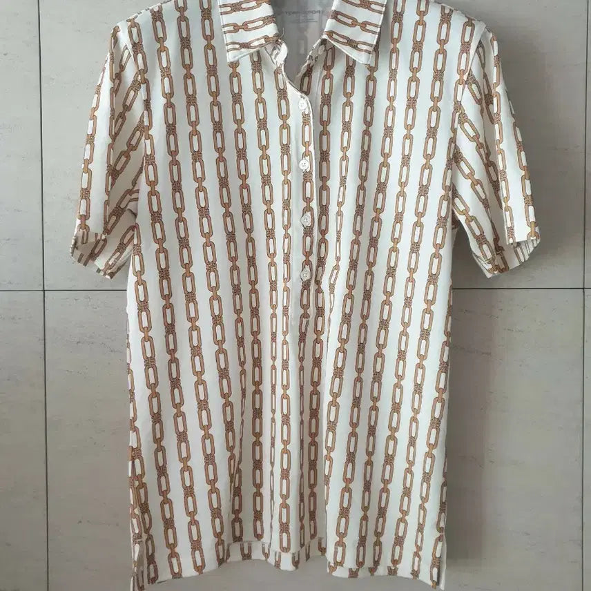 [BUNJANG] Tory Burch Chain Pattern Polo Shirt / 토리버치 체인 폴로셔츠