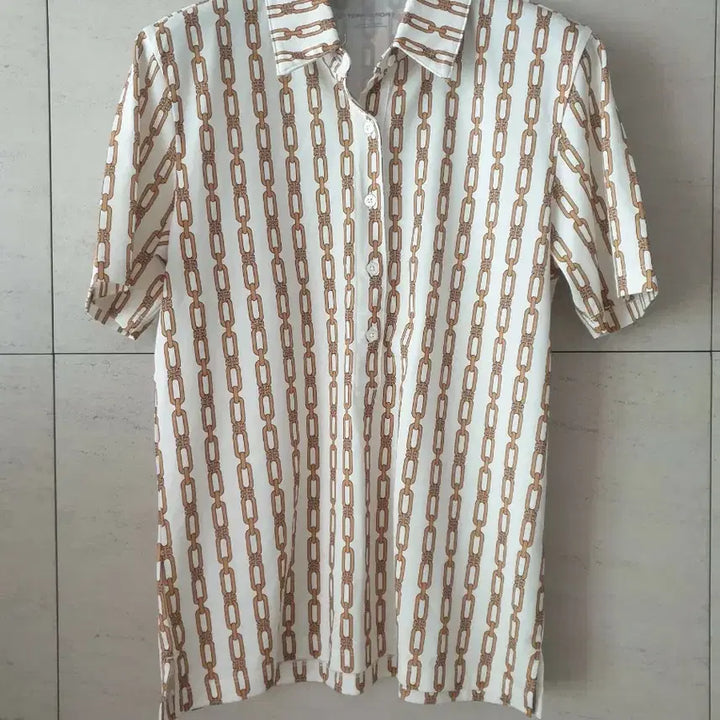 [BUNJANG] Tory Burch Chain Pattern Polo Shirt / 토리버치 체인 폴로셔츠