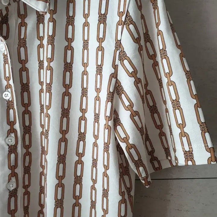 [BUNJANG] Tory Burch Chain Pattern Polo Shirt / 토리버치 체인 폴로셔츠