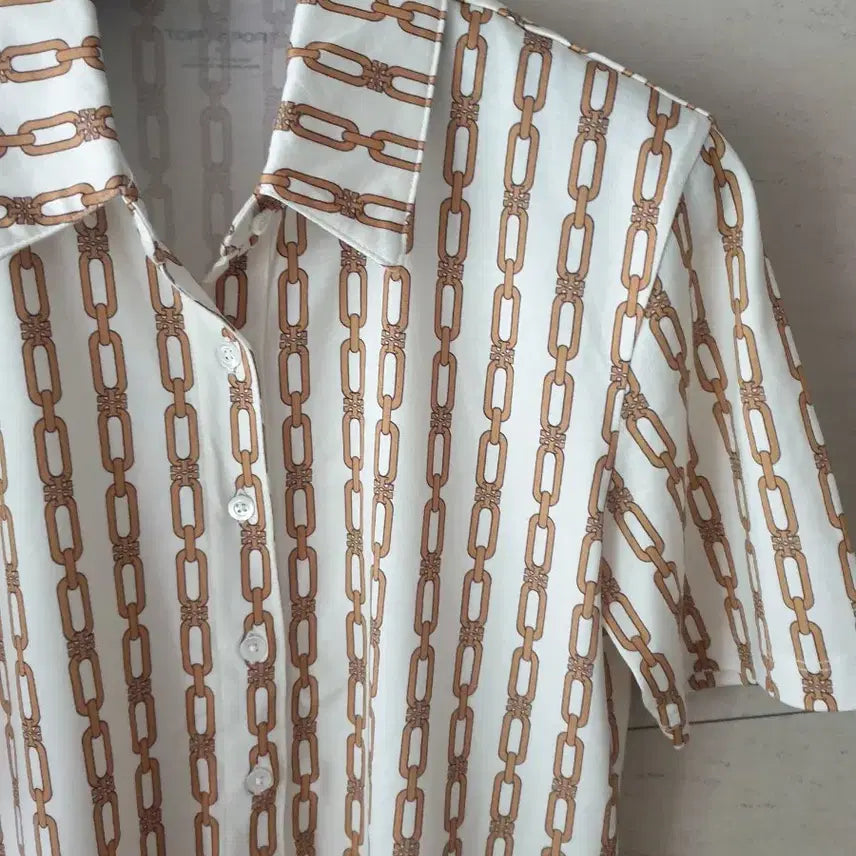 [BUNJANG] Tory Burch Chain Pattern Polo Shirt / 토리버치 체인 폴로셔츠