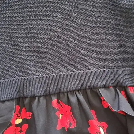 [BUNJANG] Sisley Flower Pattern Knit Mini Dress / 시슬리 플라워 캉캉 니트 반팔 원피스. 44반 55