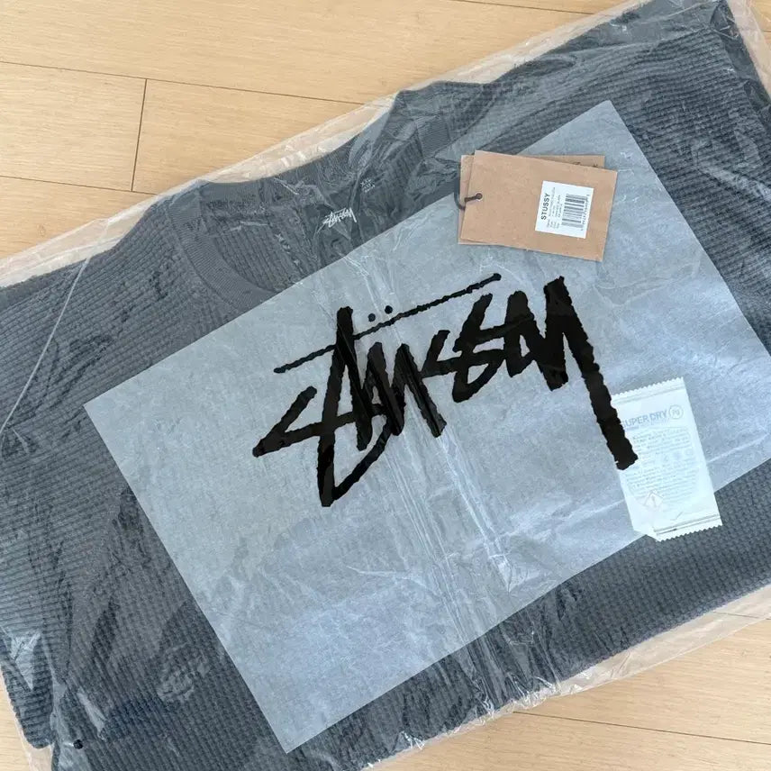 [BUNJANG] Stussy Raglan Thermal Long Sleeve Crew Washed Black XXL / 스투시 래글런 써멀 롱슬리브 크루 워시드 블랙 XXL