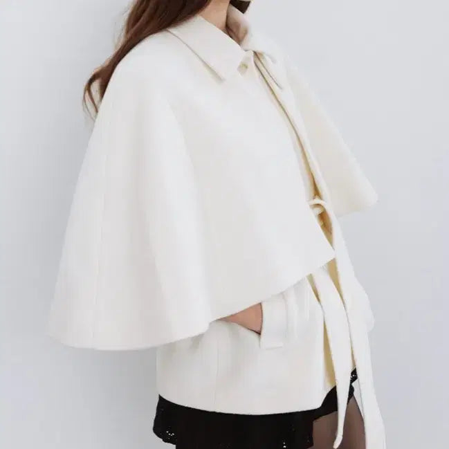 [BUNJANG] Thetis Wool 100% Balmacaan Cape Ivory (M) / 새상품) 더티스 울100 발마칸 케이프 아이보리