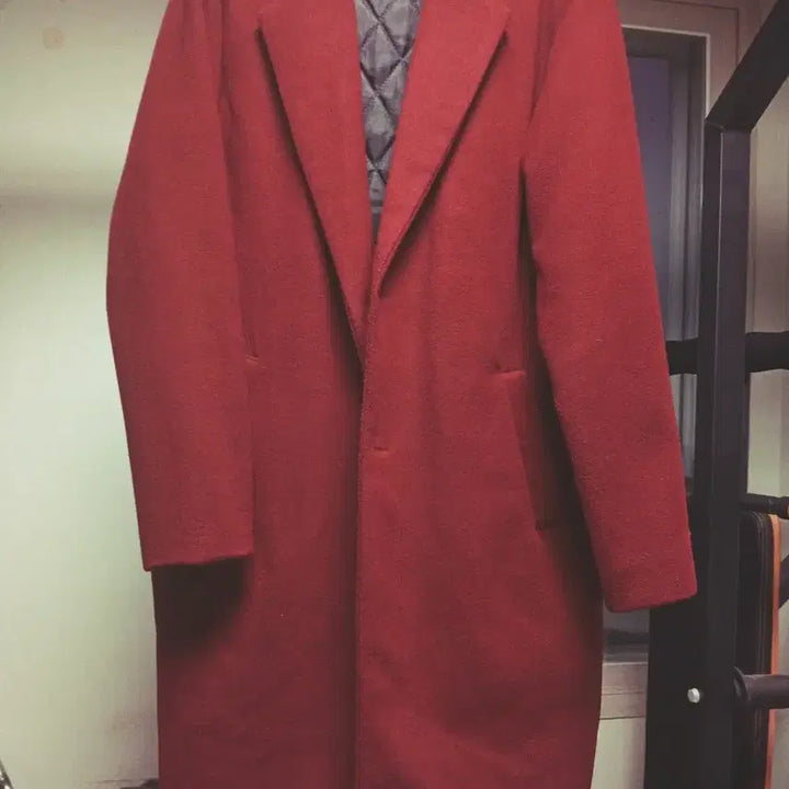 [BUNJANG] Red Quilted Wool Coat / 레드 퀄팅 울 코트
