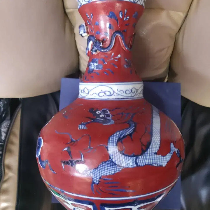 [BUNJANG] Unknown Dynasty Celadon Porcelain Vase / 원대기물/홍유.청화/운용문.관구병