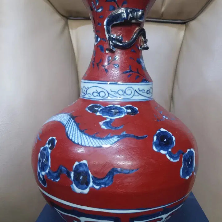 [BUNJANG] Unknown Dynasty Celadon Porcelain Vase / 원대기물/홍유.청화/운용문.관구병