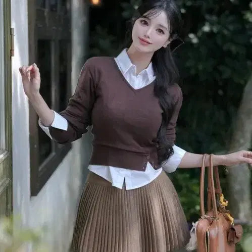 [BUNJANG] Mayyun 5kg Correction Fit Button Knit - Brown / 메이윤 5kg 보정핏 버튼니트 브라운 2사이즈 팝니다