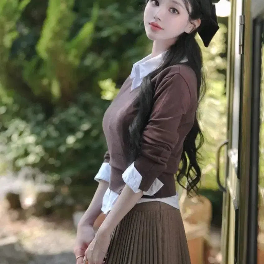 [BUNJANG] Mayyun 5kg Correction Fit Button Knit - Brown / 메이윤 5kg 보정핏 버튼니트 브라운 2사이즈 팝니다