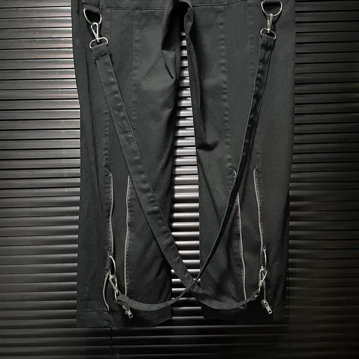 [BUNJANG] Maeda Ryuto Black Gothic Punk Wide Jogger Pants / 마에다 류토 벨트 고리 사슬 블랙 고스 펑크 로리 갸류 와이드 조거 밴딩