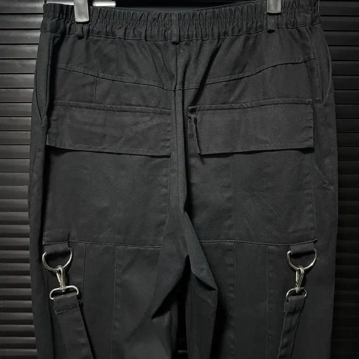 [BUNJANG] Maeda Ryuto Black Gothic Punk Wide Jogger Pants / 마에다 류토 벨트 고리 사슬 블랙 고스 펑크 로리 갸류 와이드 조거 밴딩