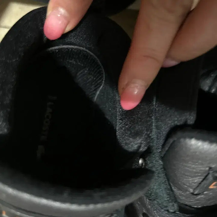 [BUNJANG] Lacoste High-Top Sneakers Black Leather / 라코스테 스니커즈 하이탑 블랙 가죽 235 37