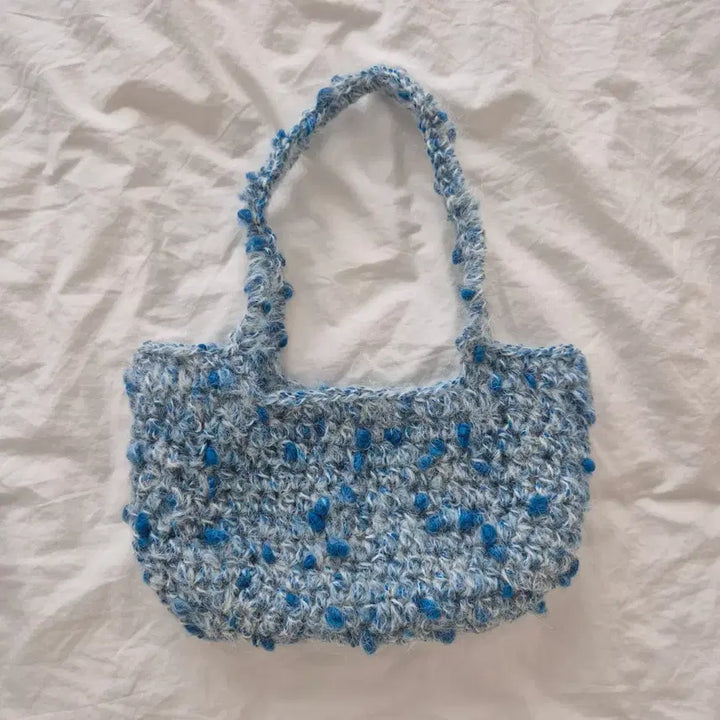 [BUNJANG] Handmade Blue Square Bag + Mini Pouch Set / 핸드메이드 블루스퀘어백,미니파우치세트