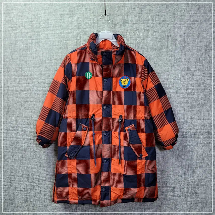 [SOLD OUT] 2b. 베베드피노 오렌지네이비 체크 야상 키즈130