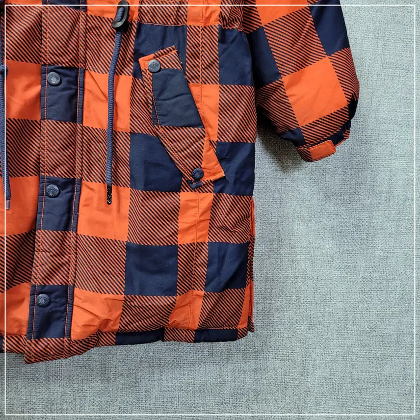 [SOLD OUT] 2b. 베베드피노 오렌지네이비 체크 야상 키즈130