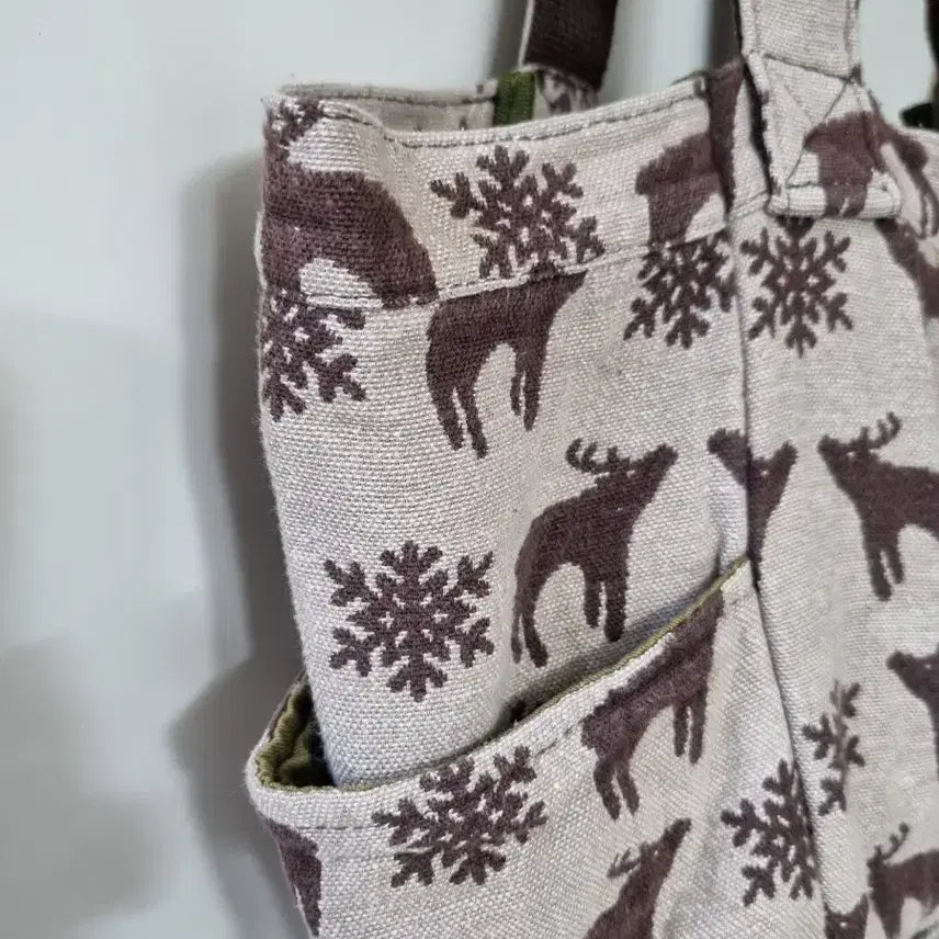 [BUNJANG] Vintage Deer/Snowflake Pattern Tote Bag/Shoulder Bag / 사슴/눈꽃 패턴 토트백 숄더백