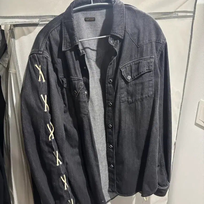[SOLD OUT] 캐피탈 8온즈 데님 레이스업 웨스턴 셔츠