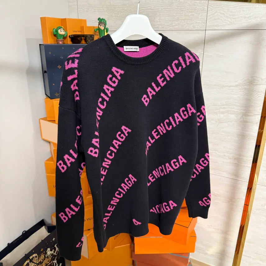 [BUNJANG] Balenciaga Multi Logo Knit Sweater / [S사이즈]발렌시아가 멀티로고 니트