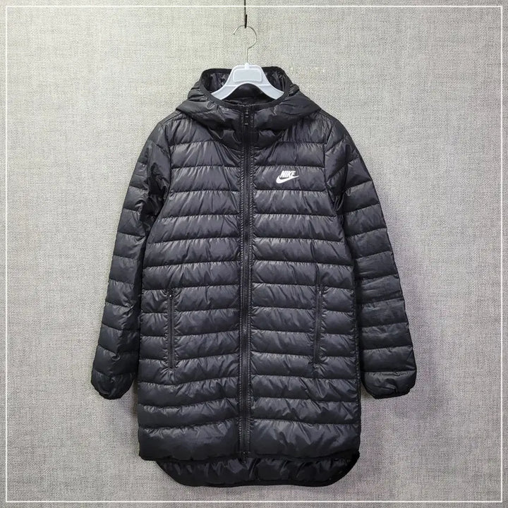 [BUNJANG] Nike Black Casual Hooded Long Padded Jacket (Kids 155) / 17. 나이키 블랙 캐주얼 후드롱패딩 여성 키즈155