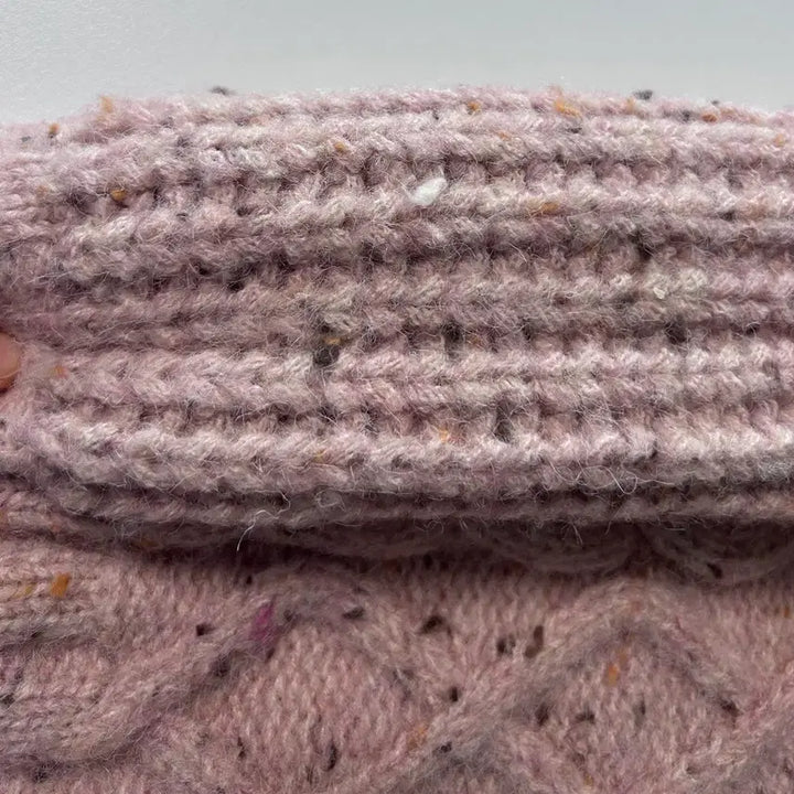 [BUNJANG] Pink Cable Knit Short Sleeve Top / 케이블 반팔 니트 핑크색