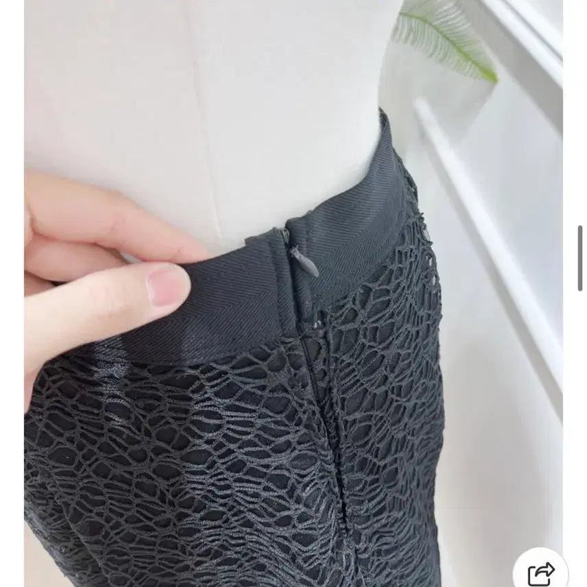[BUNJANG] Cubic Lace Double Layered Skirt - Black S Size / 큐빅 레이스 2중 샤스커트 하객룩 s 사이즈 새상품 허리밴딩