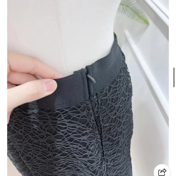 [BUNJANG] Cubic Lace Double Layered Skirt - Black S Size / 큐빅 레이스 2중 샤스커트 하객룩 s 사이즈 새상품 허리밴딩