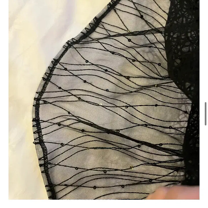 [BUNJANG] Cubic Lace Double Layered Skirt - Black S Size / 큐빅 레이스 2중 샤스커트 하객룩 s 사이즈 새상품 허리밴딩