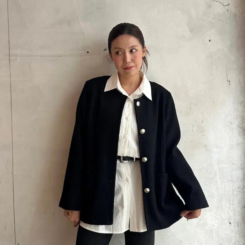 [BUNJANG] Over Classic Tweed Jacket (Black) / 오버 클래식 트위드 자켓(블랙)