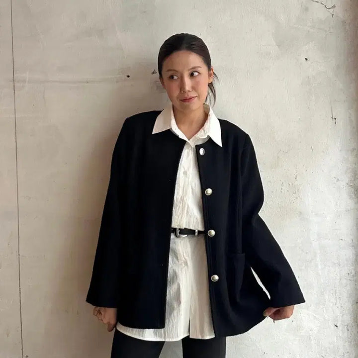 [BUNJANG] Over Classic Tweed Jacket (Black) / 오버 클래식 트위드 자켓(블랙)
