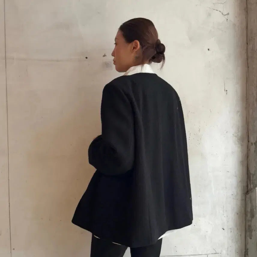 [BUNJANG] Over Classic Tweed Jacket (Black) / 오버 클래식 트위드 자켓(블랙)