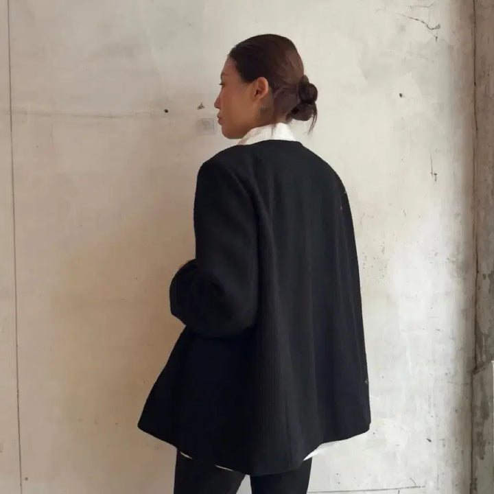 [BUNJANG] Over Classic Tweed Jacket (Black) / 오버 클래식 트위드 자켓(블랙)