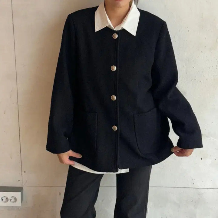 [BUNJANG] Over Classic Tweed Jacket (Black) / 오버 클래식 트위드 자켓(블랙)
