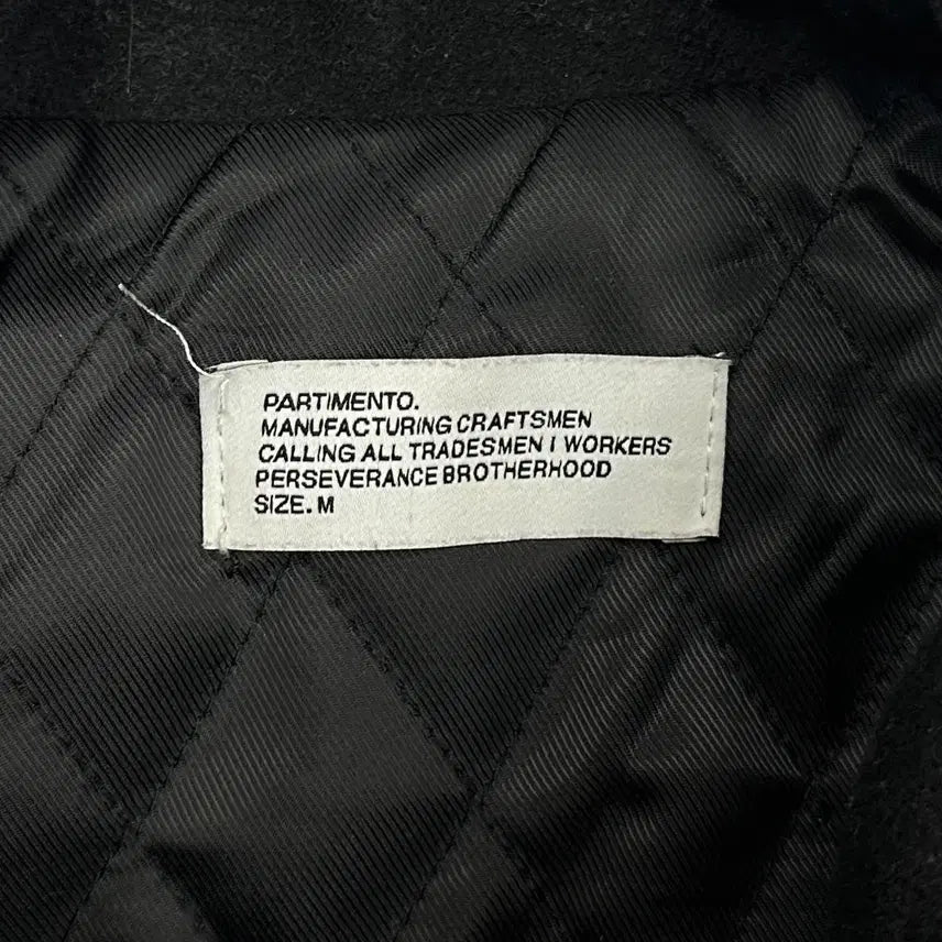 [BUNJANG] Partimento Black Wool Leather Stadium Jacket / 파르티멘토 블랙 울 레더 배색 스타디움 자켓