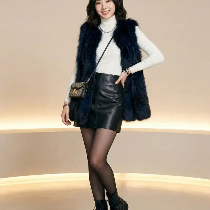 [BUNJANG] Klever by Jindo Real Fur Mix Vest / Klever by Jindo (진도모피) 리얼 천연모피 믹스 퍼 베스트
