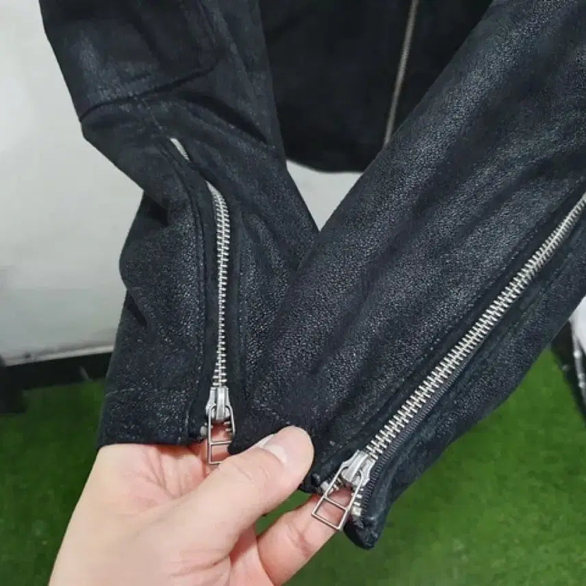 [BUNJANG] Black Rivet Suede Leather Biker Jacket (MAN M~L) / 블랙리벳 스웨이드 레더 바이크 자켓 (MAN M~L)