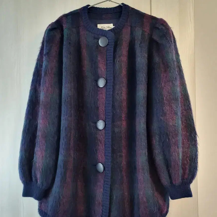 [BUNJANG] Vintage Check Wool Cardigan Coat / 빈티지 체크 모직 가디건 코트