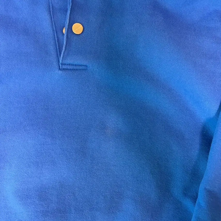 [BUNJANG] Attentionrow Snap Button Oversized Hoodie Blue / [1] 어텐션로우 스냅 버튼 오버핏 후드티 블루