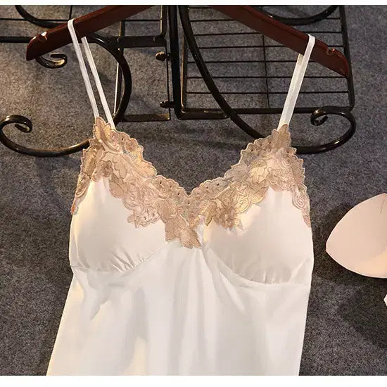 [BUNJANG] Silk Lace Cami Dress Pajamas / 실크 레이스 나시 원피스 잠옷(패드포함)