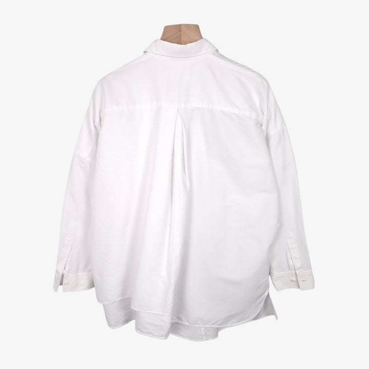 [BUNJANG] ENFOLD White Asymmetrical Drape Shirt / [55-66] 엔폴드 화이트 루즈핏 비대칭 드레이프 셔츠