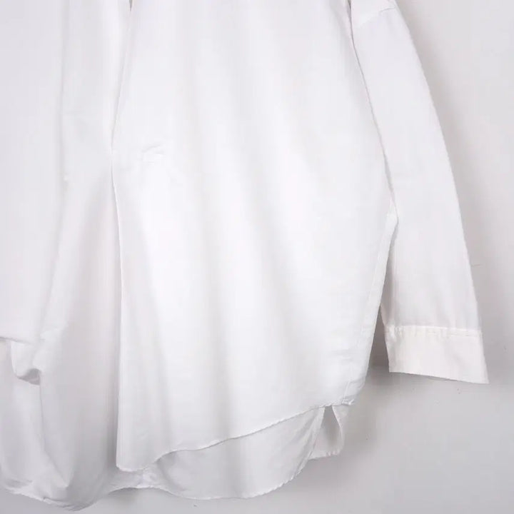 [BUNJANG] ENFOLD White Asymmetrical Drape Shirt / [55-66] 엔폴드 화이트 루즈핏 비대칭 드레이프 셔츠