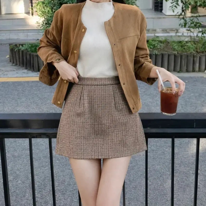 [BUNJANG] Checkered Quilted Mini Skirt S / 체크 누빔 미니 스커트 s