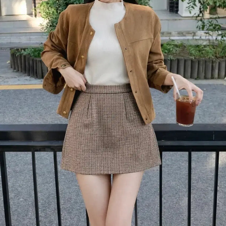 [BUNJANG] Checkered Quilted Mini Skirt S / 체크 누빔 미니 스커트 s