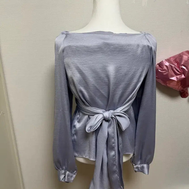 [BUNJANG] Satin Wrap Shirred Blouse / 새틴 랩 셔링 블라우스
