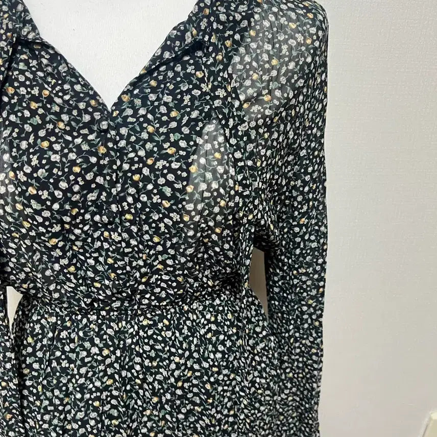 [BUNJANG] Floral V-neck Long Dress / 플라워 롱 원피스 잔꽃무늬 브이넥