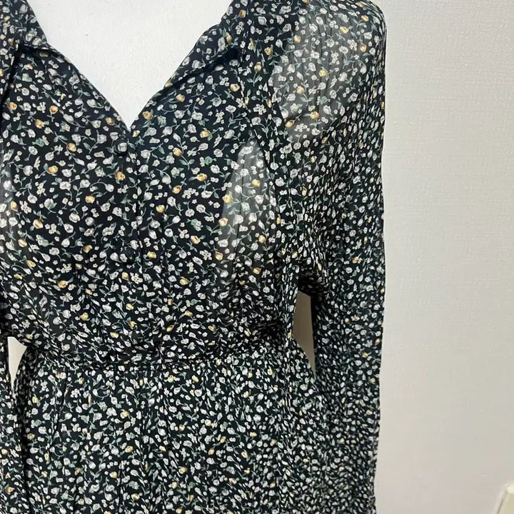 [BUNJANG] Floral V-neck Long Dress / 플라워 롱 원피스 잔꽃무늬 브이넥