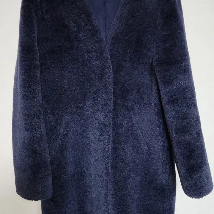 [BUNJANG] YUMER Muse Reversible Long Mustang Navy Coat / 유메르 뮤즈 리버시블 롱 무스탕 네이비 F사이즈