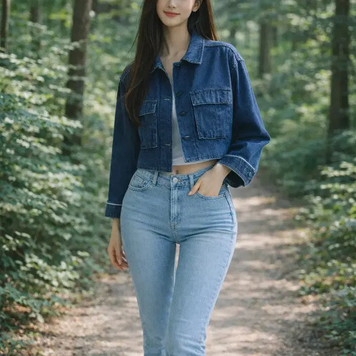 [BUNJANG] CEPO Crop Denim Jacket / [여자-M (90~95)]CEPO 크롭 데님 자켓