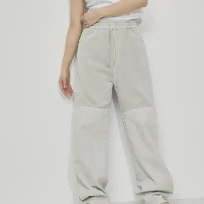 [BUNJANG] AMOMENTO Drawstring Denim Pants Beige / 아모멘토 드로우 스트링 데님 팬츠 베이지