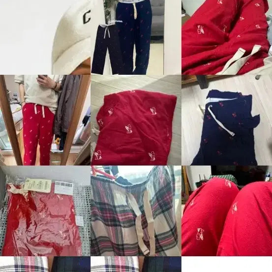 [BUNJANG] Who.A.U California Red Pajama Pants / 후아유 캘리포니아 레드 파자마 바지 잠옷 로브 커플 신혼