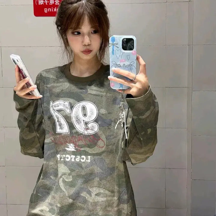 [BUNJANG] Military Camouflage T-shirt / 밀리터리 티셔츠 밀리터리룩 카모티셔츠 맨투맨 y2k 데일리룩 카모플라쥬